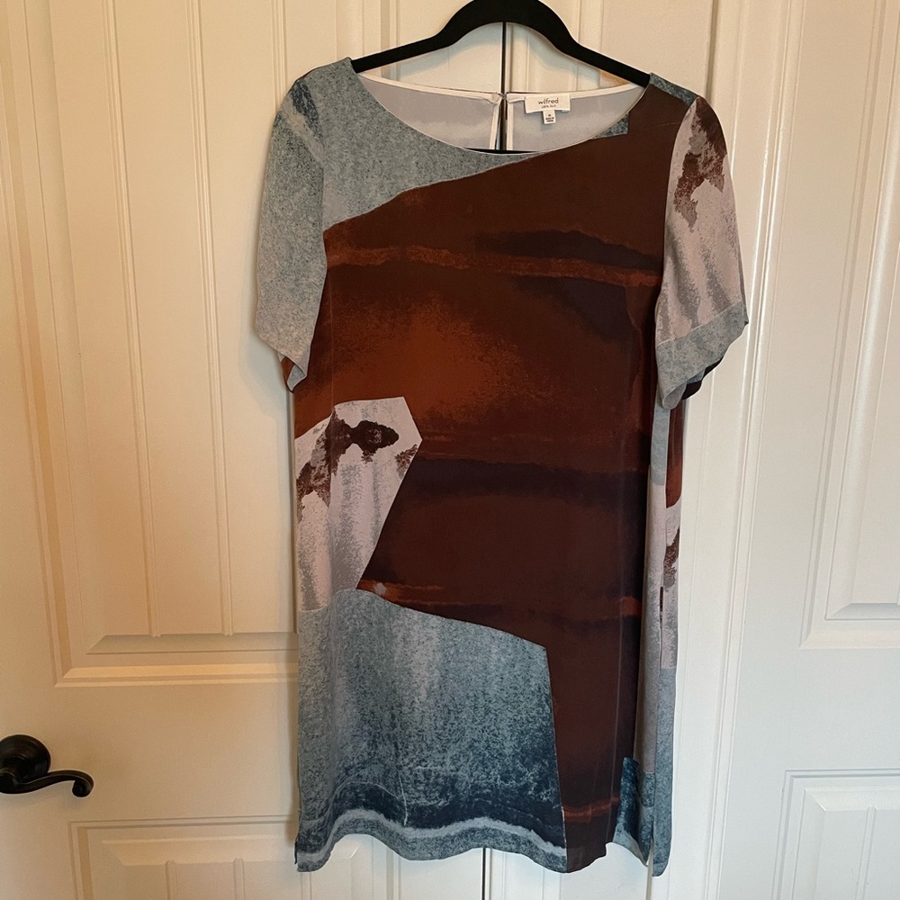 Aritzia Wilfred 100% Silk Abstract Fall Dress